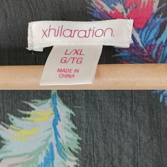 Xhilaration Boho Rainbow Color way Feather Print Open Front Cardigan - Picture 6 of 6